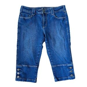 Lee One True Fit Women's Blue Denim Capris Jeans Size 13/14 M